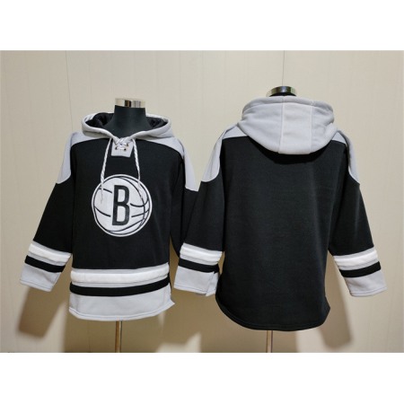 Men's Brooklyn Nets Blank Black Lace-Up Pullover Hoodie