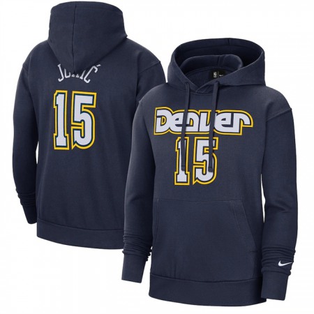 Men's Denver Nuggets #15 Nikola Jokic Navy 2021/22 City Edition Name & Number Essential Pullover Hoodie