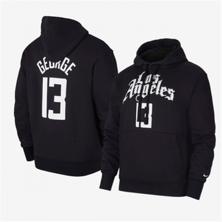 Men's Los Angeles Clippers #13 Paul George 2021 Black Pullover Hoodie