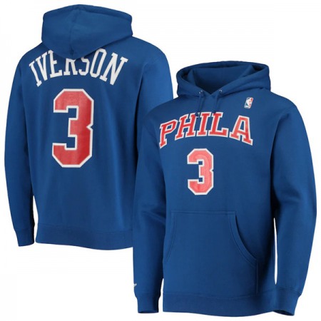 Men's Philadelphia 76ers #3 Allen Iverson 2021 Blue Pullover Hoodie