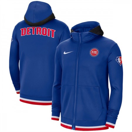 Men's Detroit Pistons Royal 75th Anniversary Performance Showtime Full-Zip Hoodie Jacket