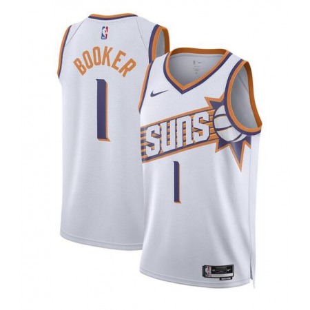 Men's Phoenix Suns #1 Devin Booker White Association Edition Stitched Basketball Jersey