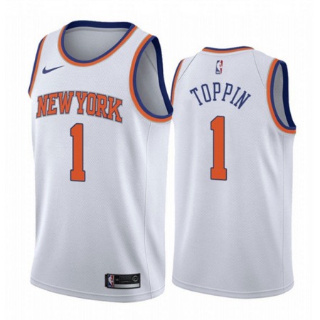 New Yok Knicks #1 Obi Toppin White Association Edition Stitched Swingman Jersey