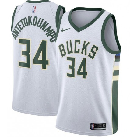 Men's Milwaukee Bucks #34 Giannis Antetokounmpo White Association Edition Stitched Swingman Jersey