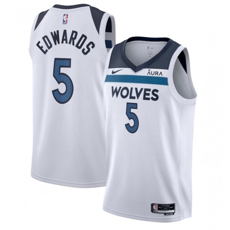 Men's Minnesota Timberwolves #5 Anthony Edwards White Association Edition Stitched Jersey