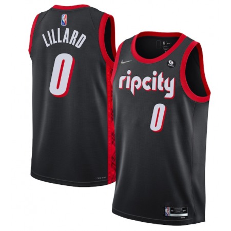 Men's Portland Trail Blazers #0 Damian Lillard Black 2021/22 City Edition 75th Anniversary Stitched Basketball Jersey