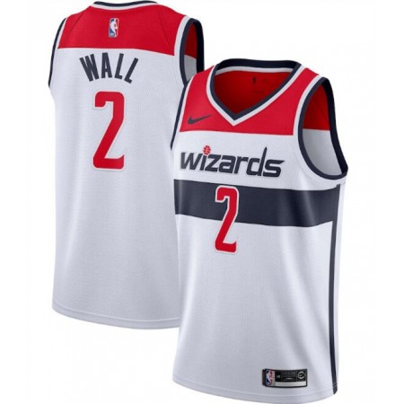 Men's Washington Wizards #2 John Wall White Association Edition Swingman Stitched Jersey