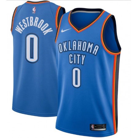 Men's Oklahoma City Thunder #0 Russell Westbrook Blue Icon Edition Stitched NBA Jersey