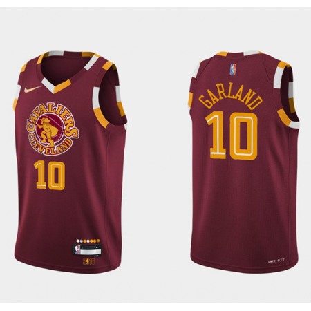 Men's Cleveland Cavaliers #10 Darius Garland Wine Red 2021/2022 75th Anniversary City Edition Swingman Stitched Jersey