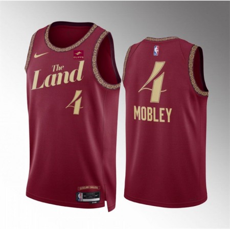 Men's Cleveland Cavaliers #4 Evan Mobley Wine 2023/24 City Edition Stitched Jersey