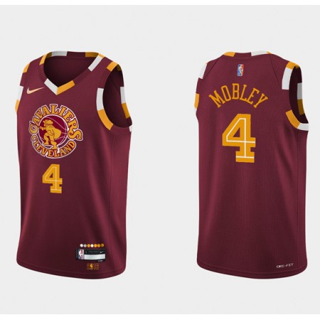 Men's Cleveland Cavaliers #4 Evan Mobley Wine Red 2021/2022 75th Anniversary City Edition Swingman Stitched Jersey