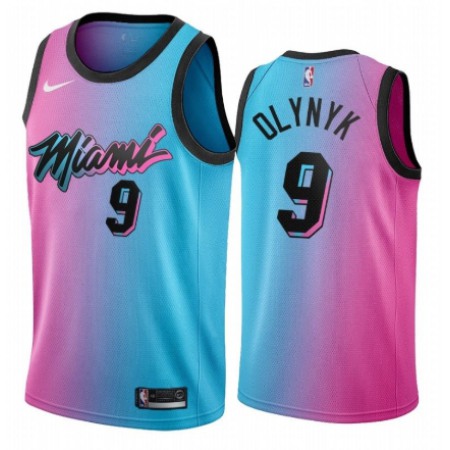 Men's Miami Heat #9 Kelly Olynyk 2020-21 Blue/Pink City Edition Stitched Jersey