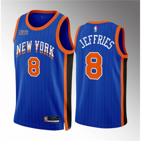 Men's New Yok Knicks #8 DaQuan Jeffries Blue 2023/24 City Edition Stitched Basketball Jersey