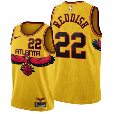 Men's Atlanta Hawks #22 Cam Reddish 2021/22 Yellow City Edition Stitched Jersey