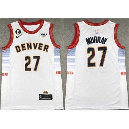 Men's Denver Nuggets #27 Jamal Murray Silver 2022/23 City Edition With NO.6 Patch Stitched Jersey