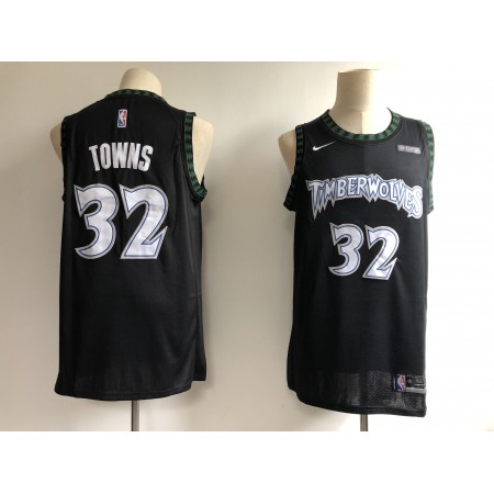 Men's Minnesota Timberwolves #32 Karl Anthony Towns Black Hardwood Classics Swingman Stitched NBA Jersey