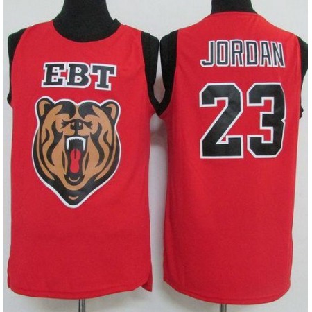 Bulls #23 Michael Jordan Red EBT High School Classic Stitched NBA Jersey