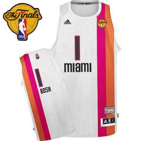 Heat #1 Chris Bosh White ABA Hardwood Classic With Finals Patch Stitched NBA Jersey