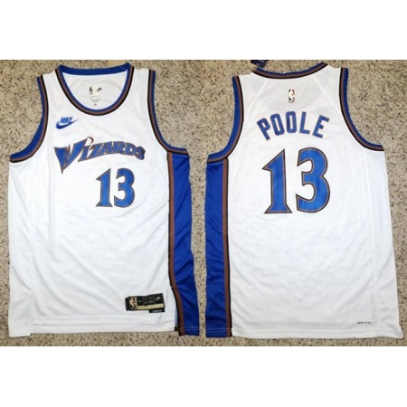 Men's Washington Wizards #13 Jordan Poole White Classic Stitched Jersey