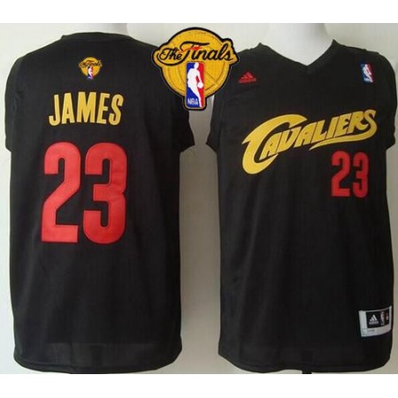 Cavaliers #23 LeBron James Black(Red No.) Fashion The Finals Patch Stitched NBA Jersey