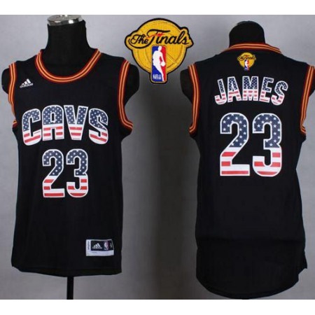 Cavaliers #23 LeBron James Black USA Flag Fashion The Finals Patch Stitched NBA Jersey