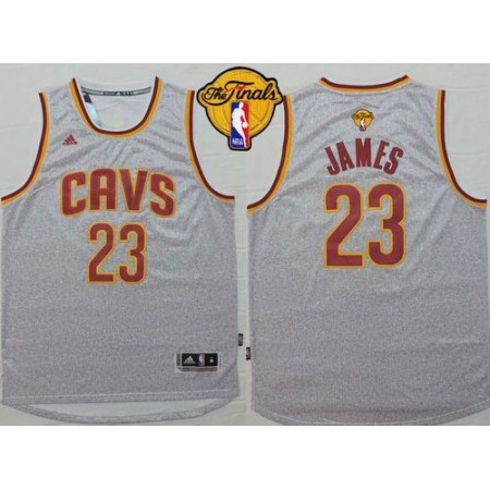 Cavaliers #23 LeBron James Grey Fashion The Finals Patch Stitched NBA Jersey