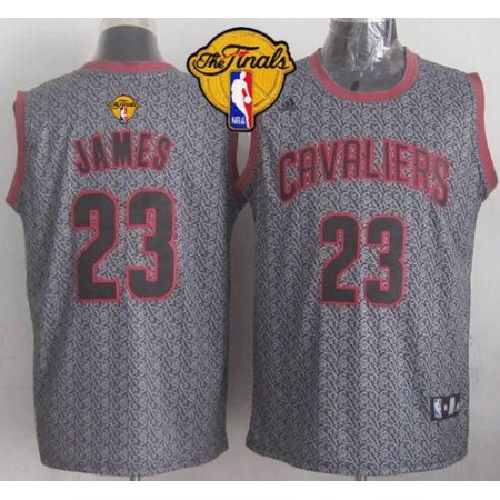 Cavaliers #23 LeBron James Grey Static Fashion The Finals Patch Stitched NBA Jersey