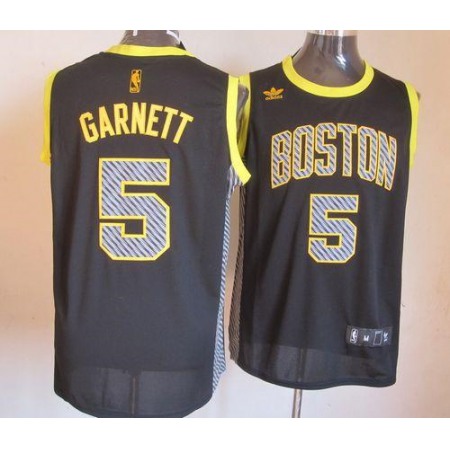 Celtics #5 Kevin Garnett Black Electricity Fashion Embroidered NBA Jersey