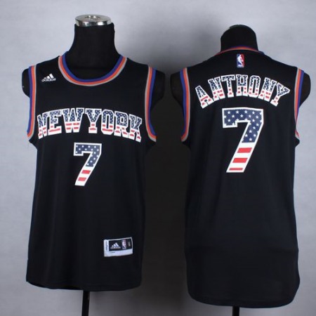 Knicks #7 Carmelo Anthony Black USA Flag Fashion Stitched NBA Jersey