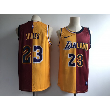 Men's Los Angeles Lakers #23 Lebron James Gold/Wine Fashion Swingman Stitched NBA Jersey