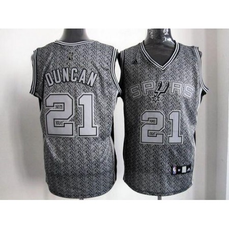 Spurs #21 Tim Duncan Grey Static Fashion Stitched NBA Jersey