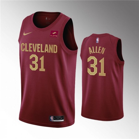 Men's Cleveland Cavaliers #31 Jarrett Allen Wine Icon Edition Stitched Basketball Jersey