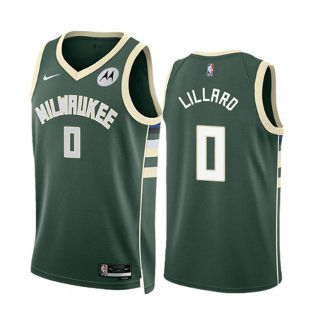 Men's Milwaukee Bucks #0 Damian Lillard Green Icon Edition Stitched Basketball Jersey