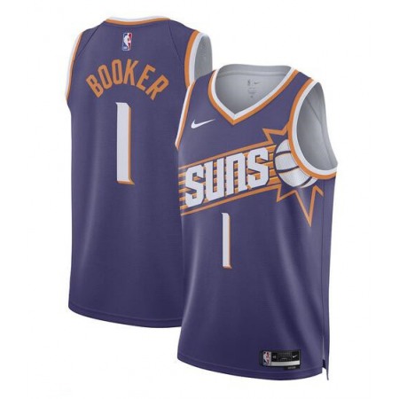 Men's Phoenix Suns #1 Devin Booker Purple 2023 Icon Edition Stitched Basketball Jersey