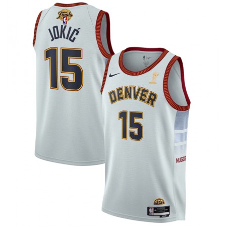 Men's Denver Nuggets #15 Nikola Jokic White 2023 Finals Champions Icon Edition Stitched Basketball Jersey