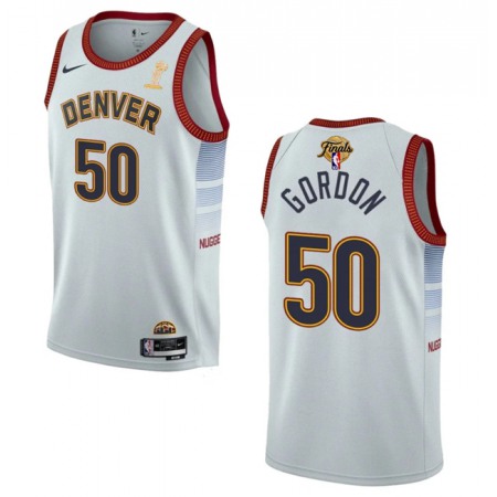 Men's Denver Nuggets #50 Aaron Gordon White 2023 Finals Champions Icon Edition Stitched Basketball Jersey