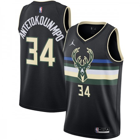 Men's Milwaukee Bucks #34 Giannis Antetokounmpo Black 2020/21 Statement Edition Swingman Stitched NBA Jersey