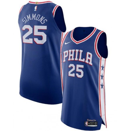 Men's Philadelphia 76ers #25 Ben Simmons Royal Icon Edition Stitched Jersey