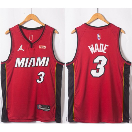 Men's Miami Heat #3 Dwyane Wade Red Statement Edition 75th Anniversary Stitched Jersey