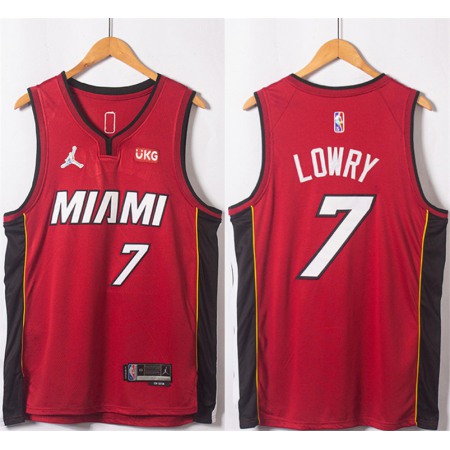 Men's Miami Heat #7 Kyle Lowry Red Statement Edition 75th Anniversary Stitched Jersey