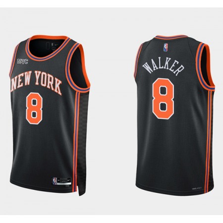 New Yok Knicks #8 Kemba Walker Black 75th Anniversary Stitched Swingman Basketball Jersey