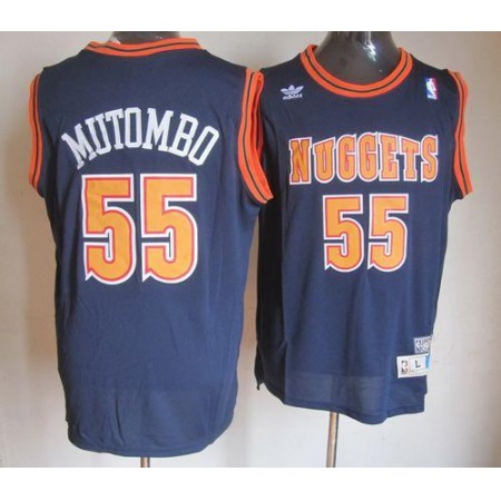 Nuggets #55 Dikembe Mutombo Dark Blue Swingman Throwback Stitched NBA Jersey