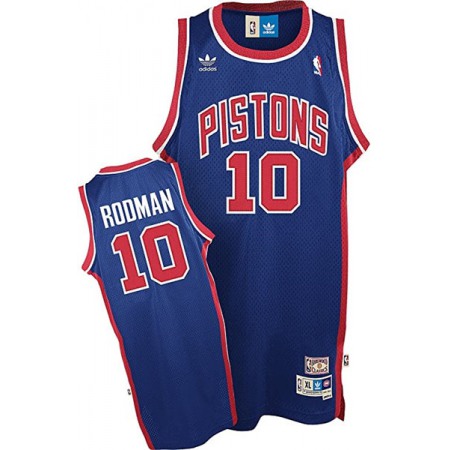 Men's Detroit Pistons #10 Dennis Rodman Navy Throwback Stitched Jersey