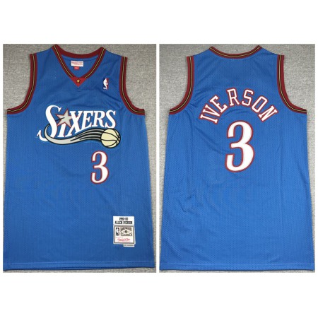 Men's Philadelphia 76ers #3 Allen Iverson Blue 1999-00 Throwback Stitched Jersey