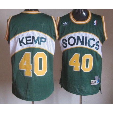 Thunder #40 Shawn Kemp Green SuperSonics Throwback Stitched NBA Jersey