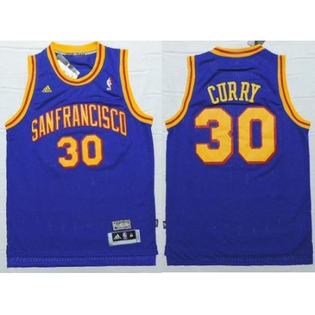 Warriors #30 Stephen Curry Blue Throwback San Francisco Stitched NBA Jersey