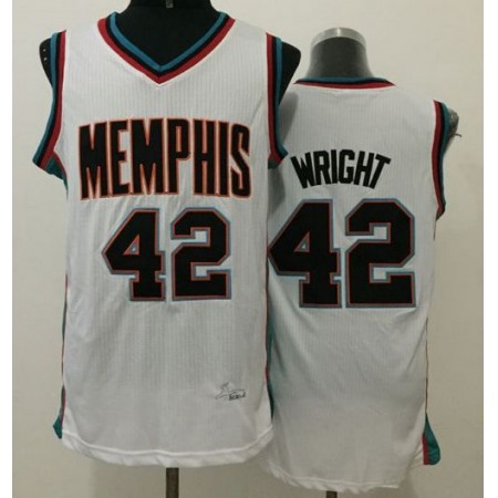 Grizzlies #42 Lorenzen Wright White Throwback Stitched NBA Jersey