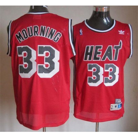 Heat #33 Mourning Red Throwback Stitched NBA Jersey