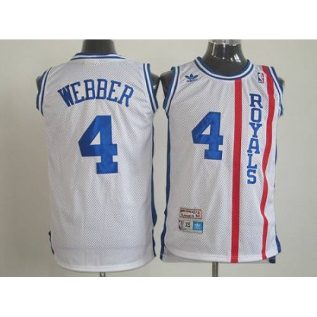 Kings #4 Chris Webber White Throwback Stitched NBA Jersey