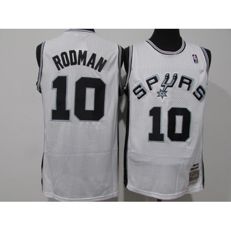 Men's San Antonio Spurs #10 Dennis Rodman 1983-84 White Throwback Stitched Jersey